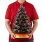 Casafield Hand Painted Ceramic Christmas Tree, 24-Inch Pre-Lit Tree with 148 Multi Color Lights and 2 Star Toppers